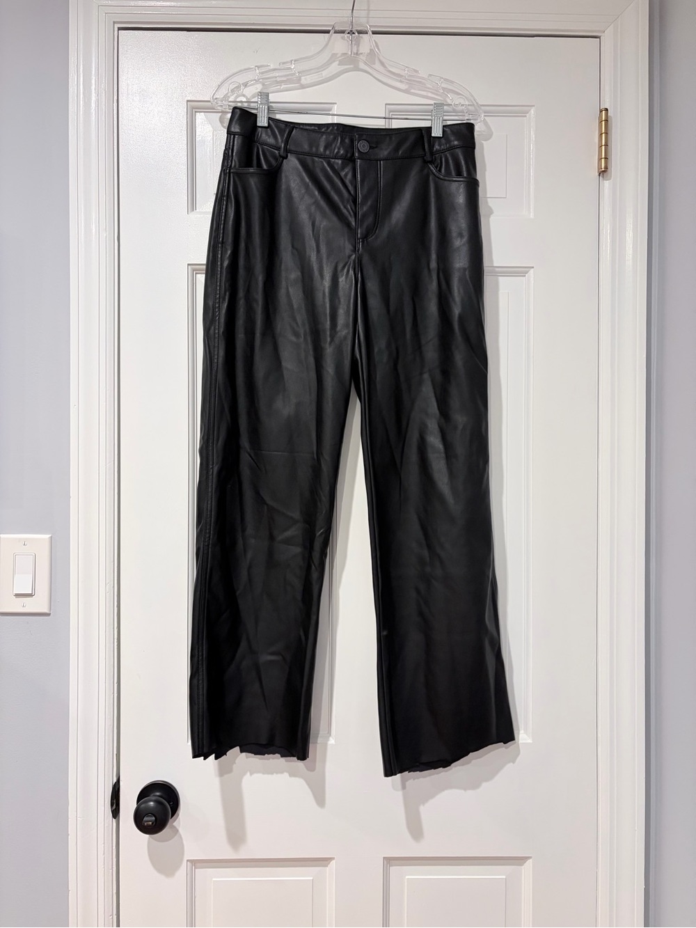 Garage Black Faux Leather Pants Straight Leg High Rise Size M